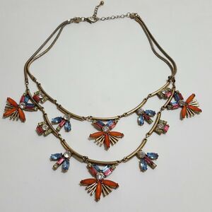 Colorful Rhinestone Gold Tone Statement Necklace
